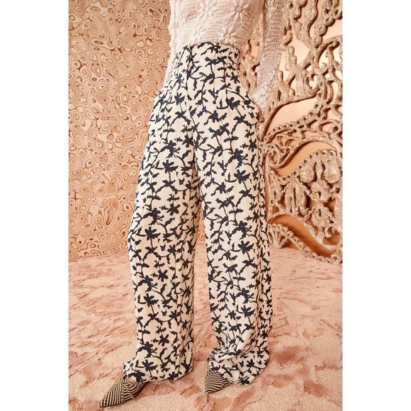 NWOT Ulla Johnson Wide-Leg Floral High-Waist Delvine Pant - Picture 3 of 7